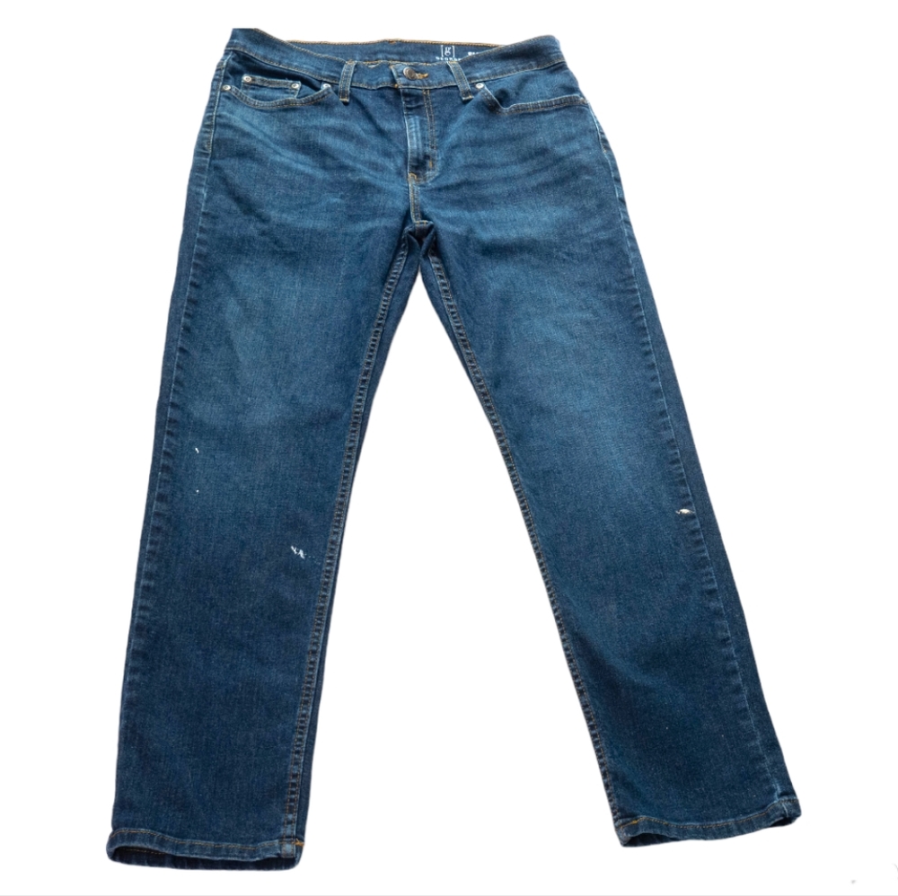 George Mens Size 31Wx29L Dark Blue Denim Casual Slim Painters Jeans